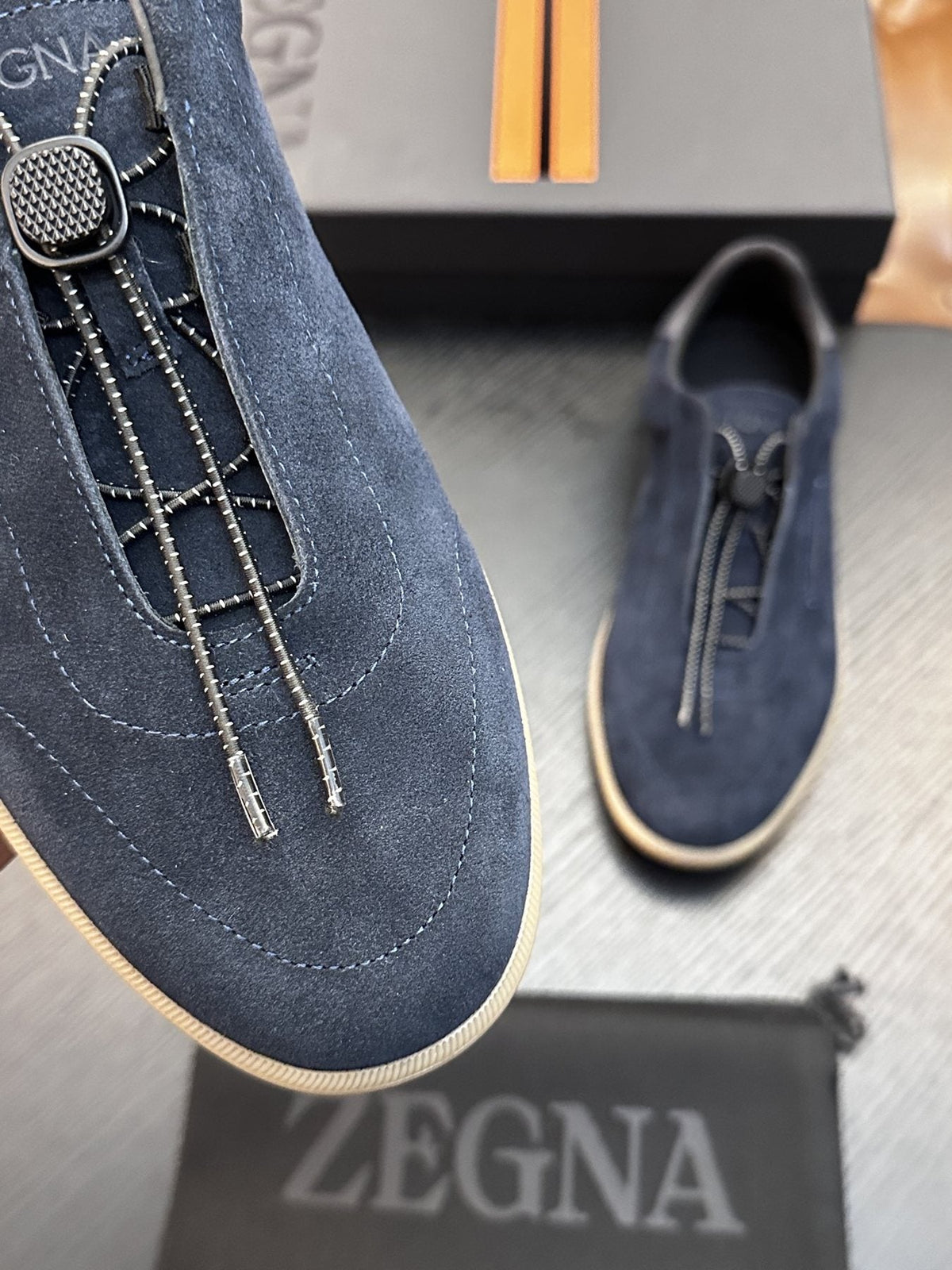 ZEGNA Triple Elastic Slip-On Sneakers — detail