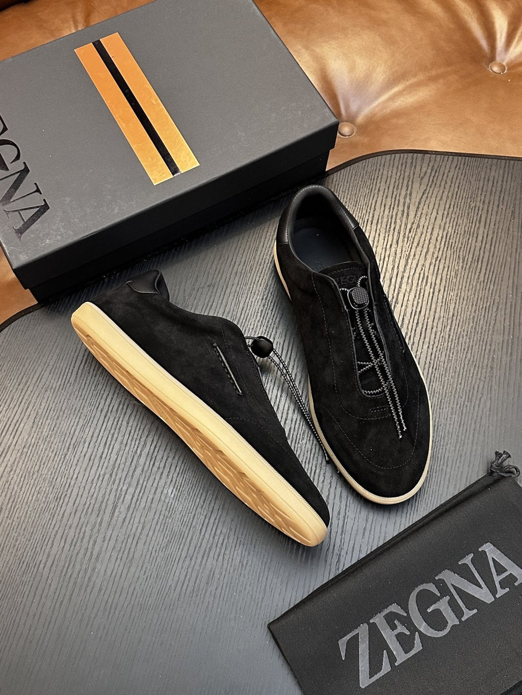 ZEGNA Triple Elastic Slip-On Sneakers — side