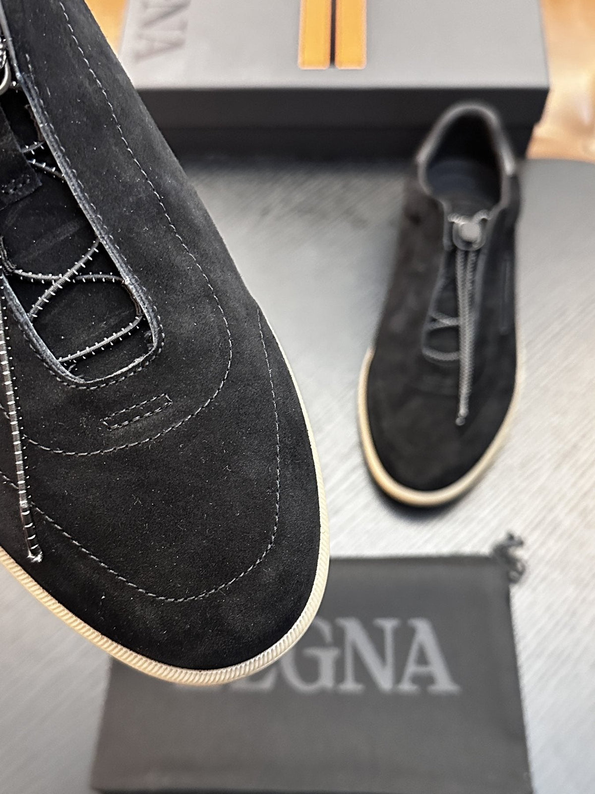 ZEGNA Triple Elastic Slip-On Sneakers — detail