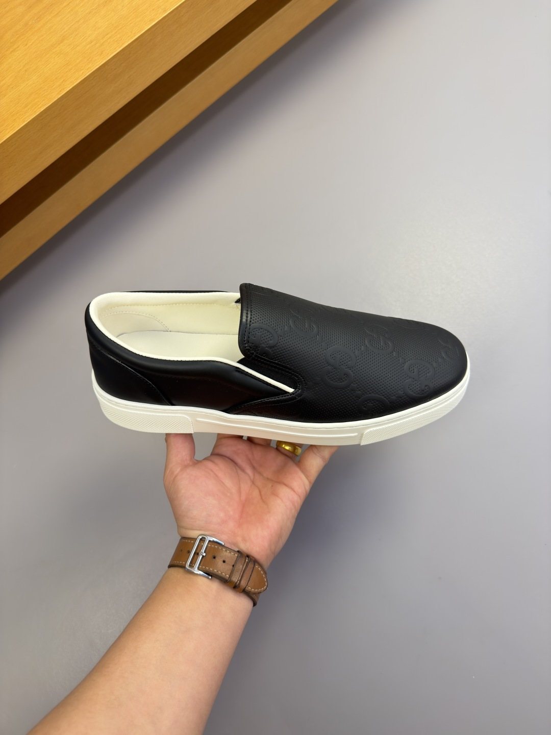 Leather Slip-On Sneakers — side