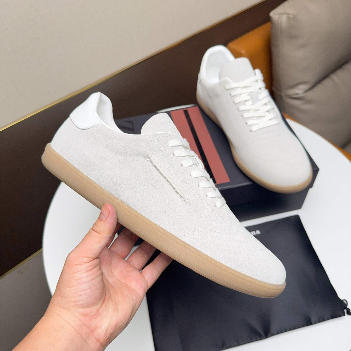 ZEGNA Suede Low-Top Sneakers — model