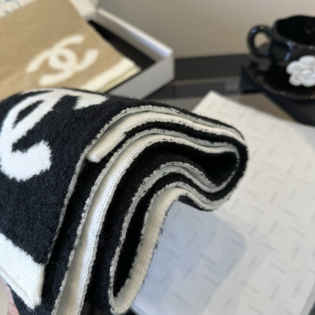 Chanel Knit Scarf with Ivory Motifs — detail