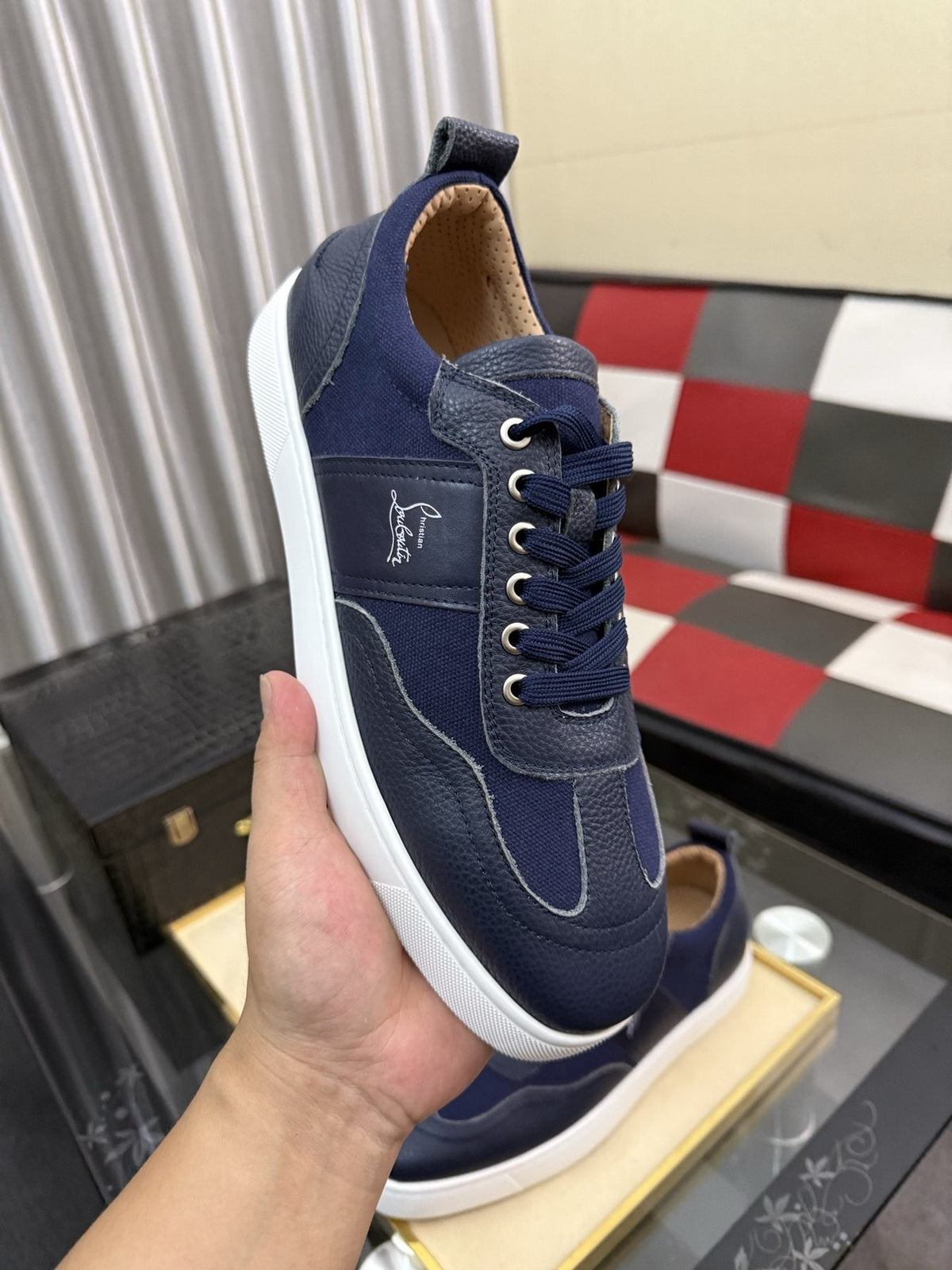 Christian Louboutin Script-Accent Low-Top Sneakers — side