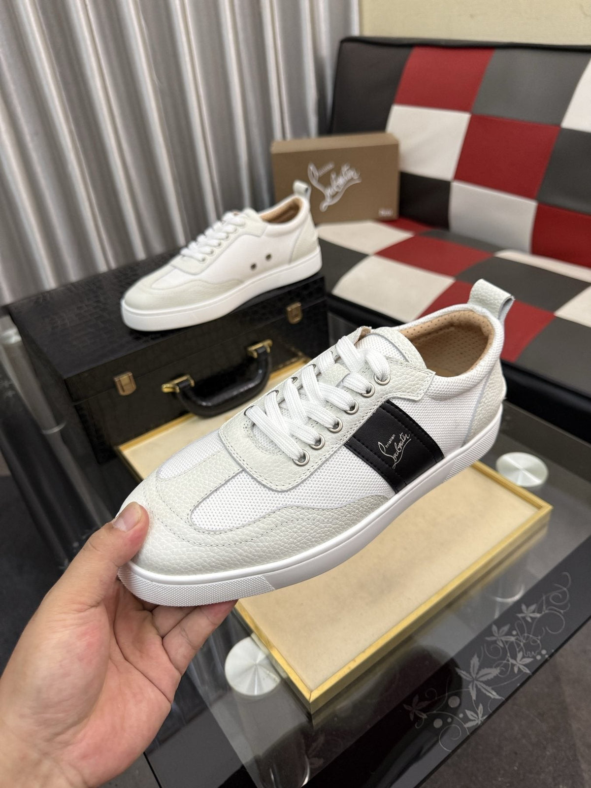 Christian Louboutin Script-Accent Low-Top Sneakers — side