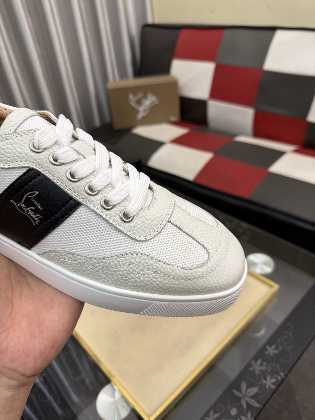Christian Louboutin Script-Accent Low-Top Sneakers — side