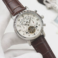 PATEK PHILIPPE Brown Silver Leather Strap Watch — hero
