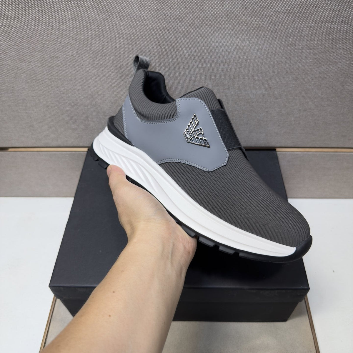 Armani Black Slip-On Sneakers — model