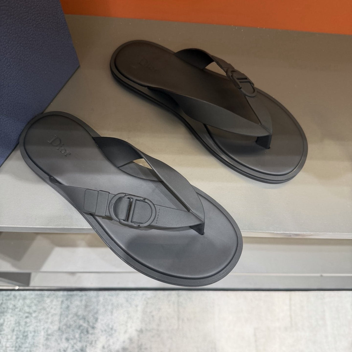 Dior Rivage Buckle Thong Sandals — front