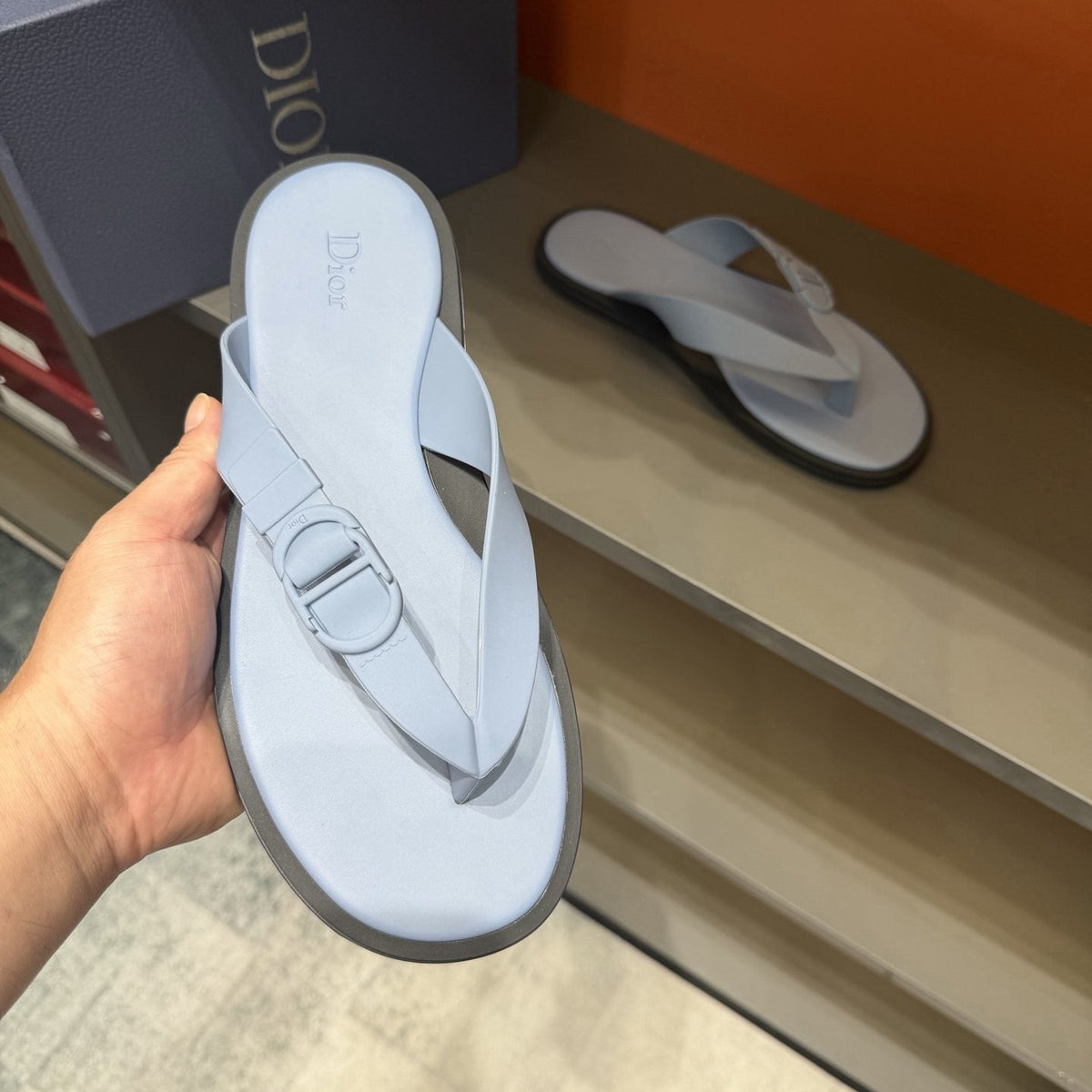Dior Rivage Buckle Thong Sandals — front
