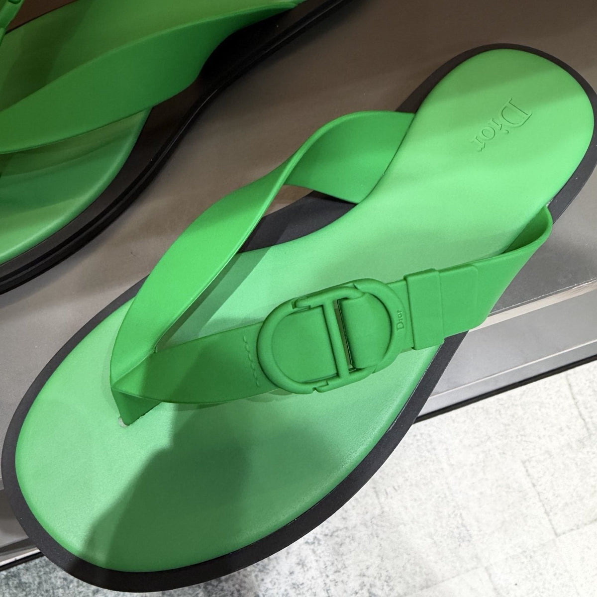 Dior Rivage Buckle Thong Sandals — detail