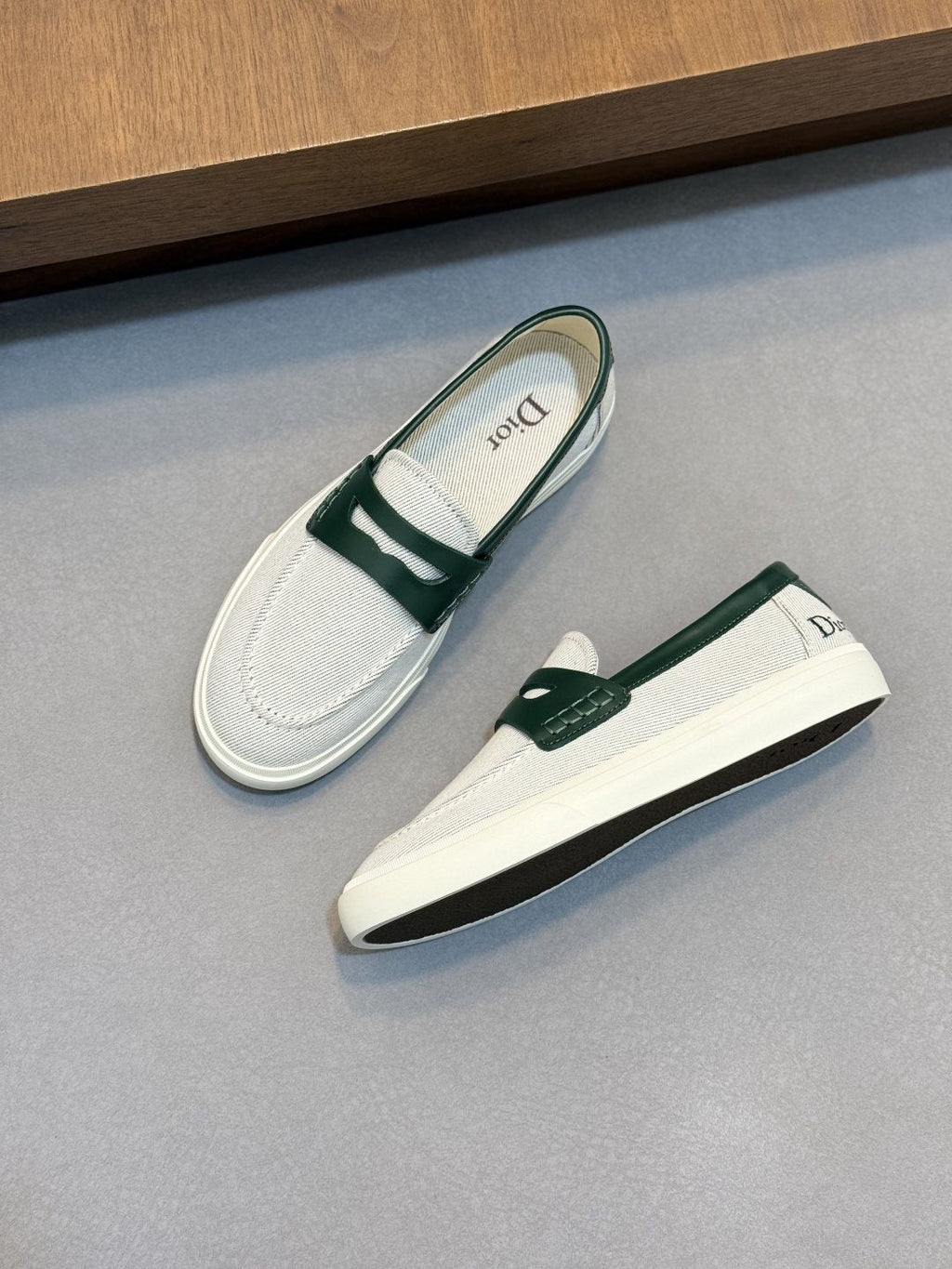 Dior Leather Strap Slip-On Shoes — front