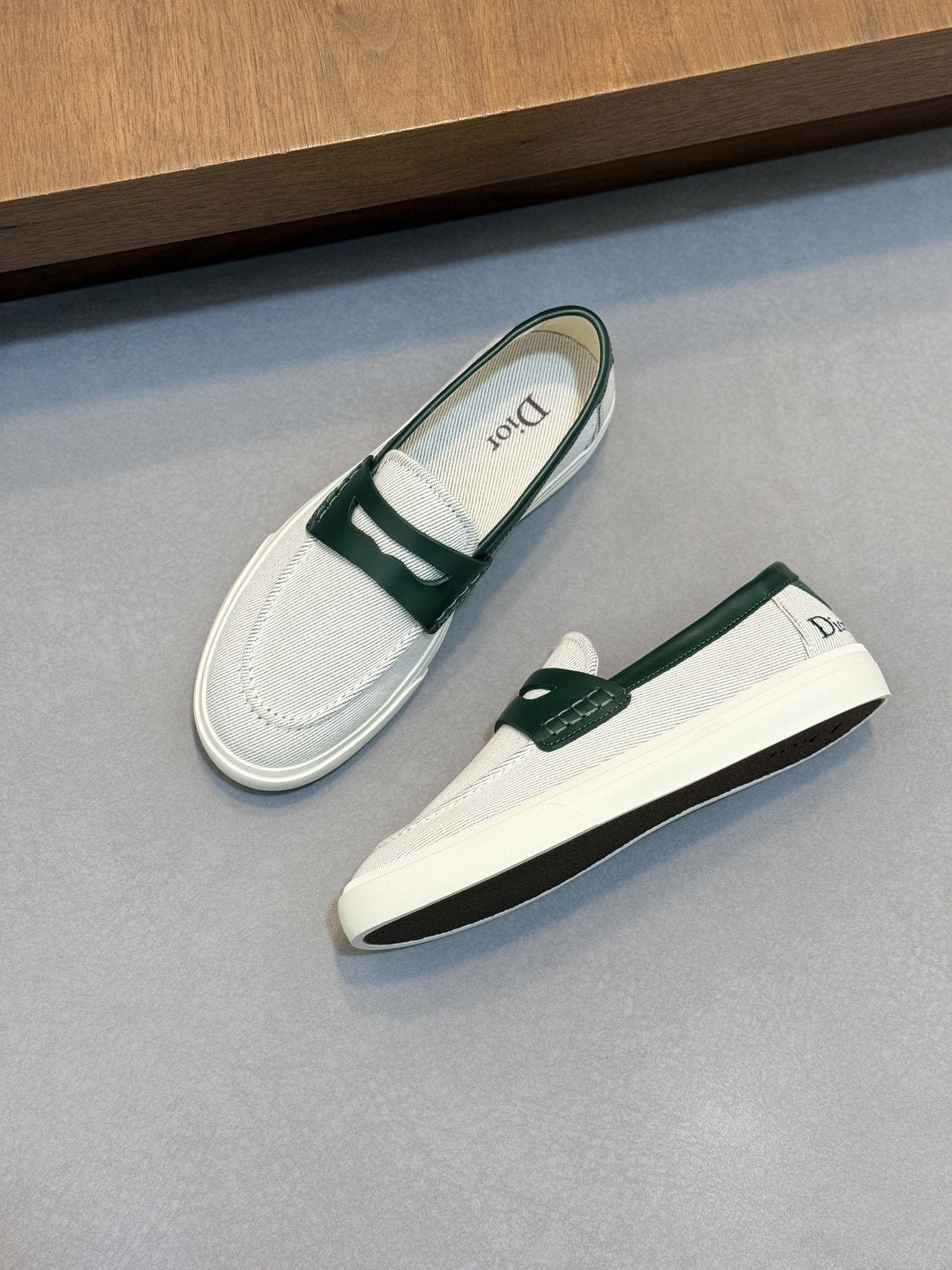 Dior Leather Strap Slip-On Shoes — front