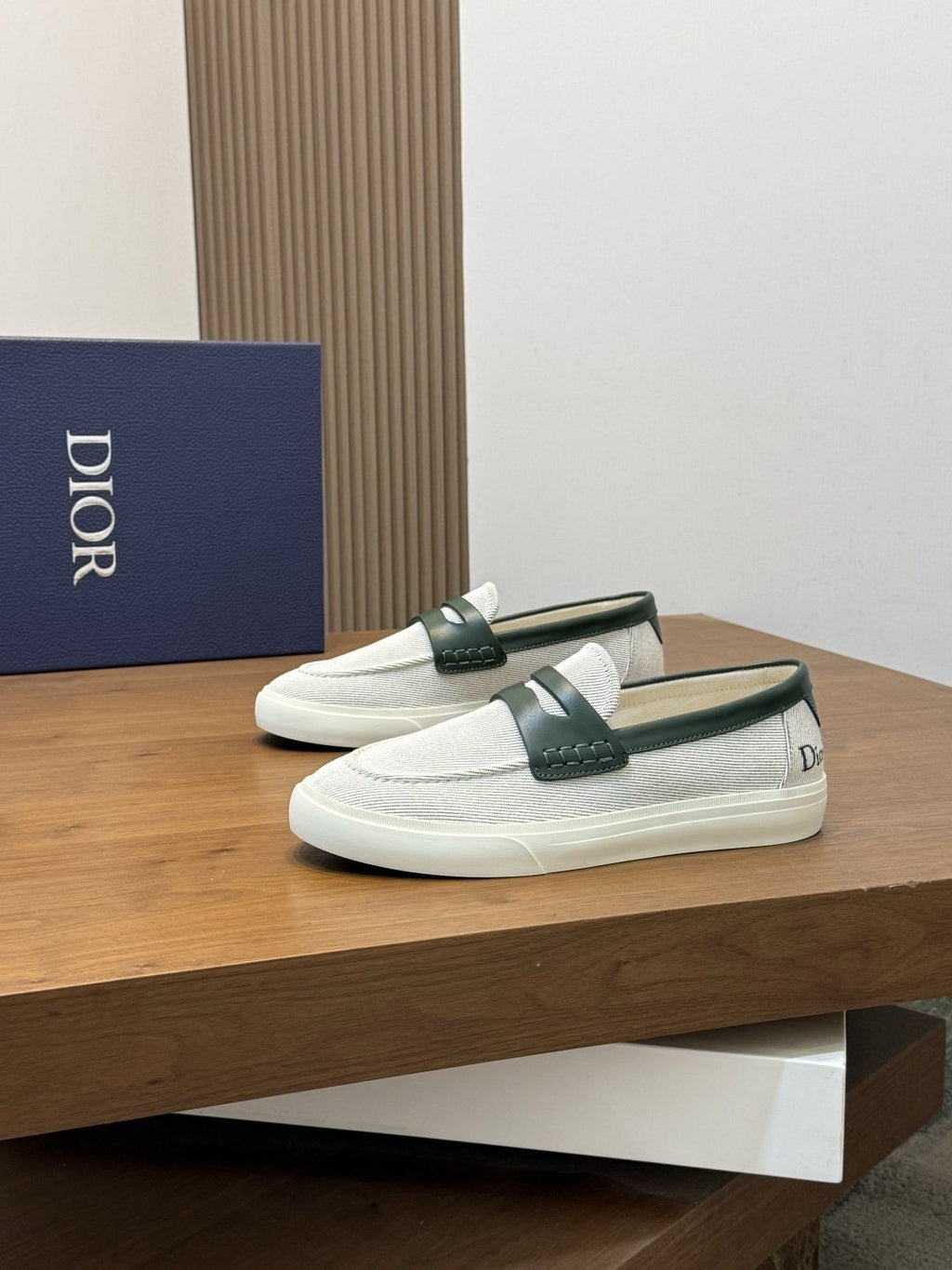 Dior Leather Strap Slip-On Shoes — front