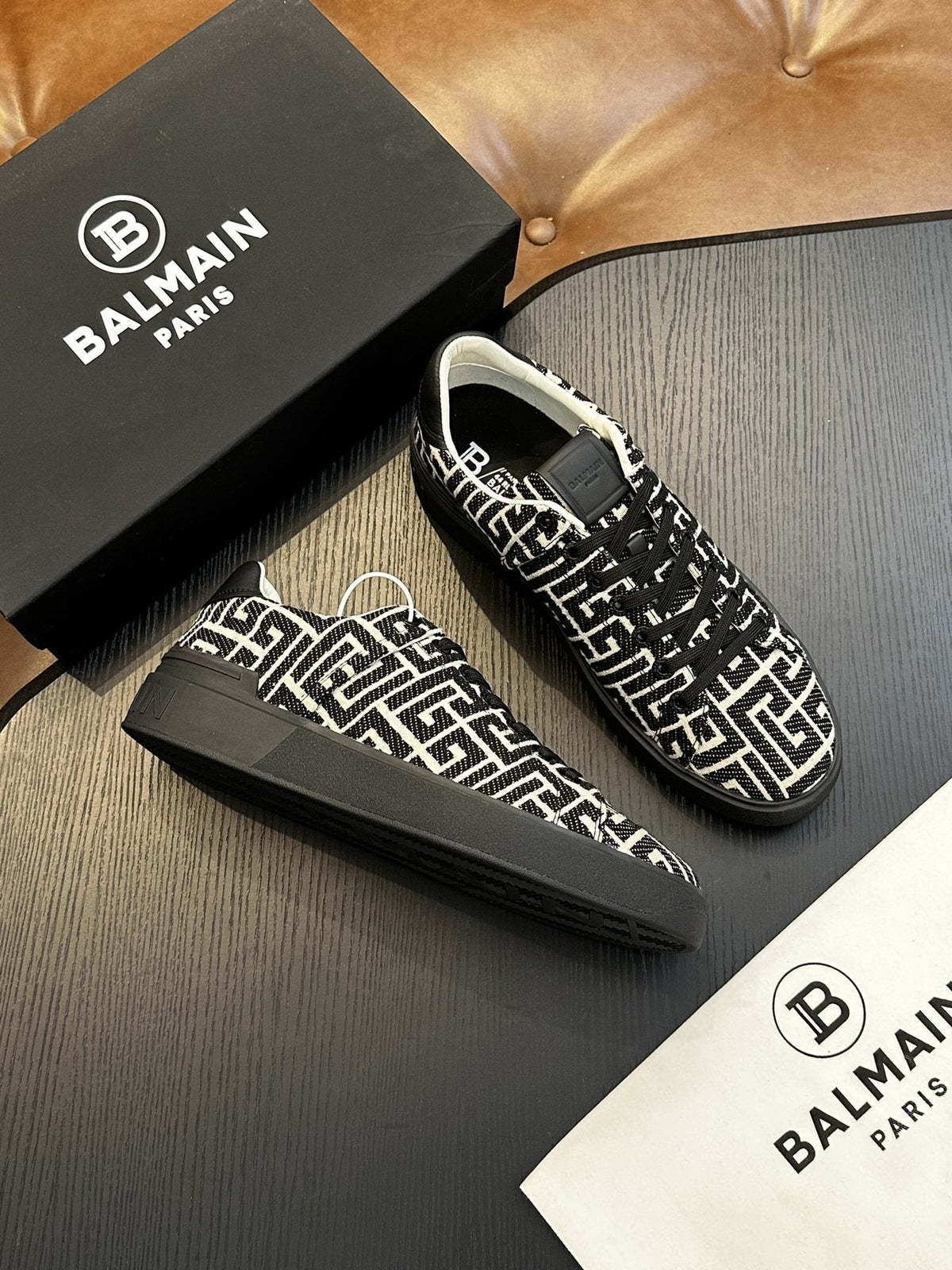 Balmain B-Skate Low-Top Sneakers — side