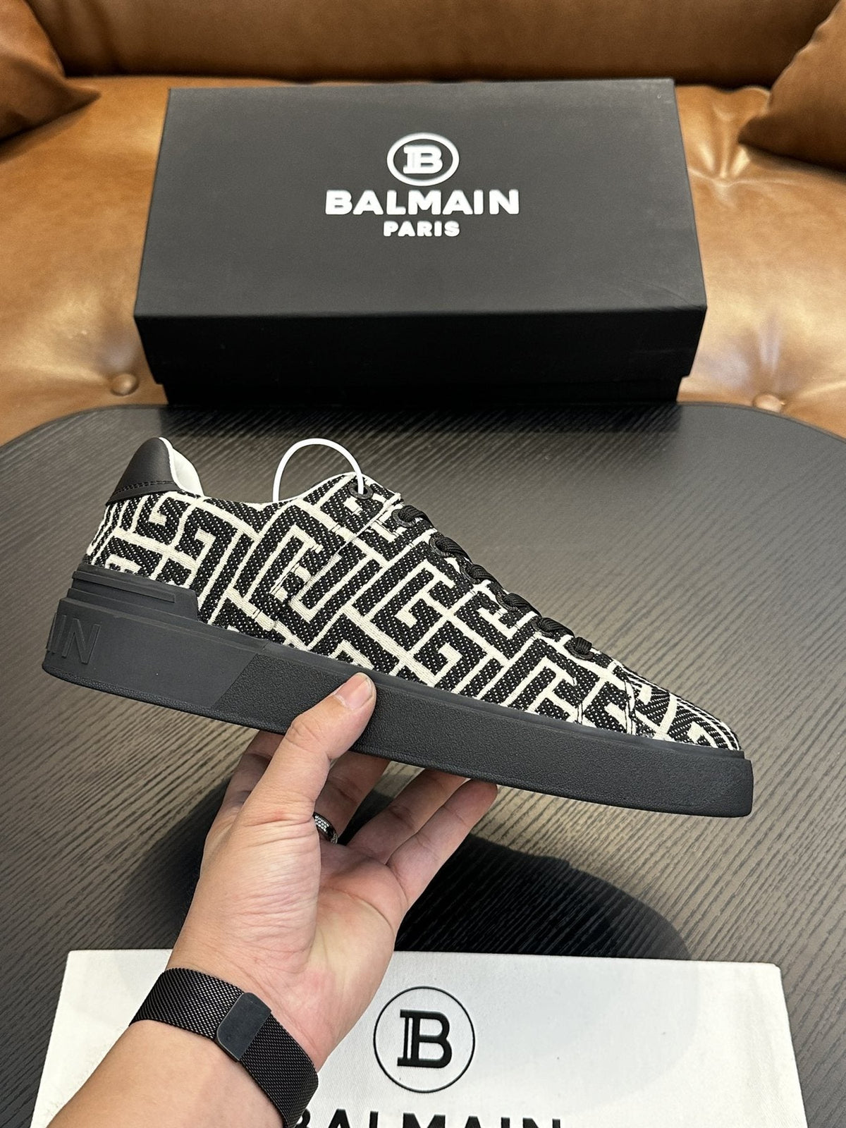 Balmain B-Skate Low-Top Sneakers — side
