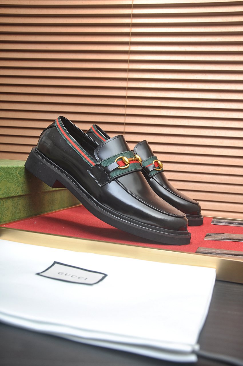 Gucci Dark Brown Horsebit Loafers — side