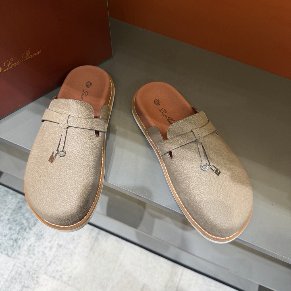 Textured Loafer Mule Shoes — front