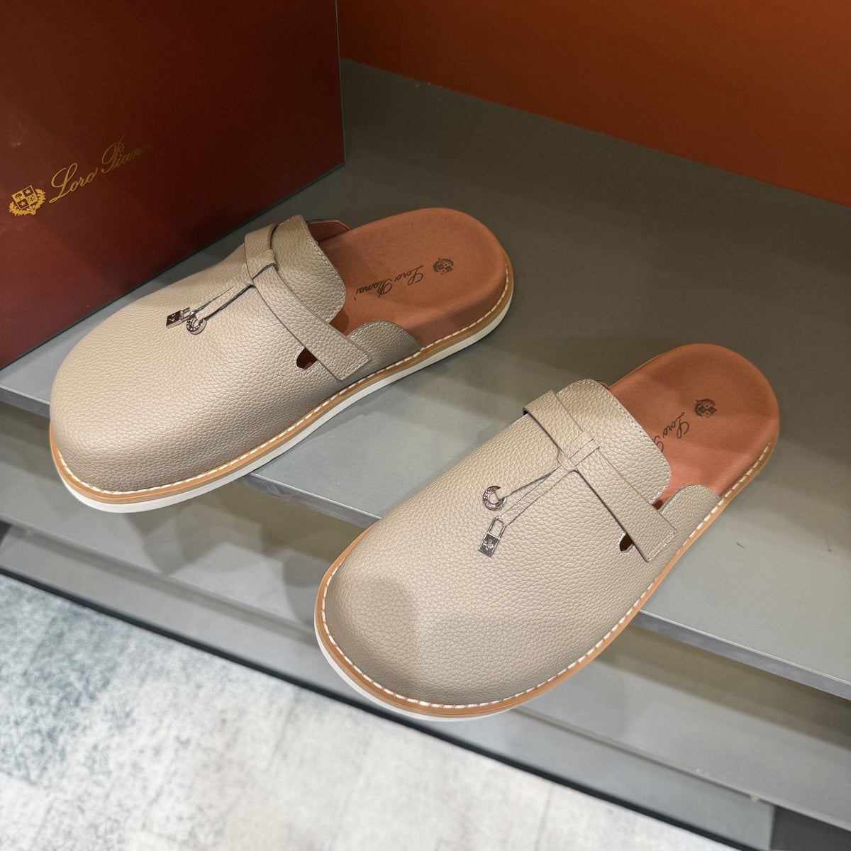 Textured Loafer Mule Shoes — front