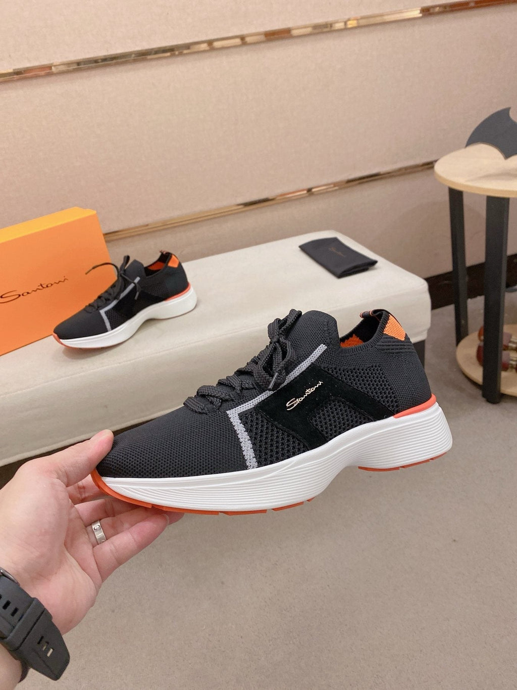 Santoni Knit Panel Sneakers — side