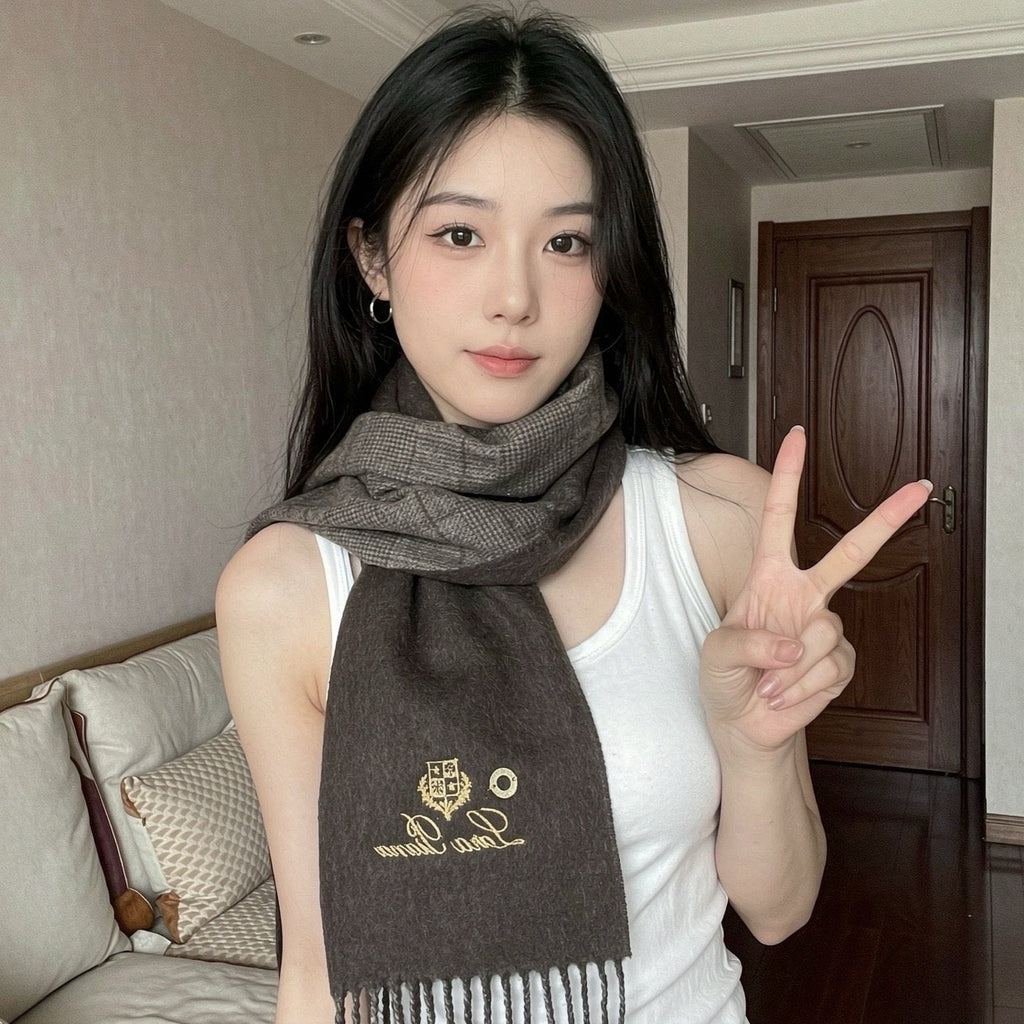 Loro Piana Reversible Fringed Scarf — model