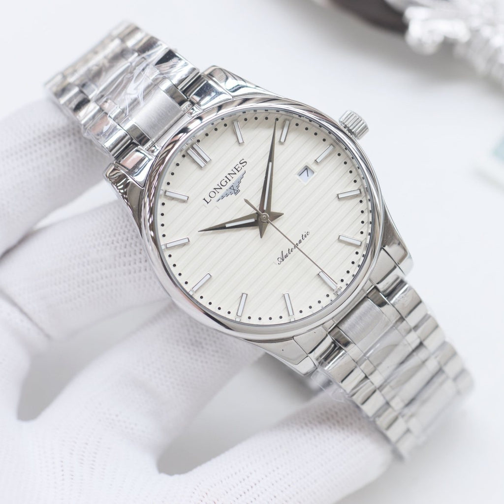 LONGINES Silver White Dial Bracelet Watch — front
