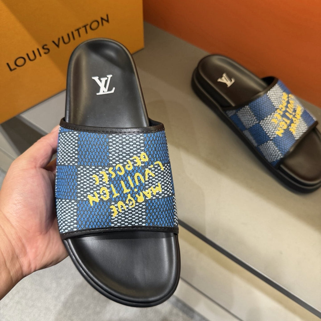 Louis Vuitton Patterned Strap Slides — front