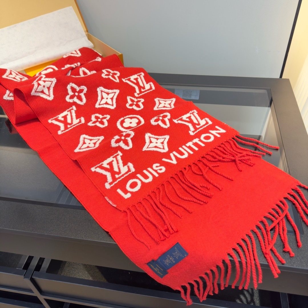 Louis Vuitton Fringed Monogram-Style Scarf — side