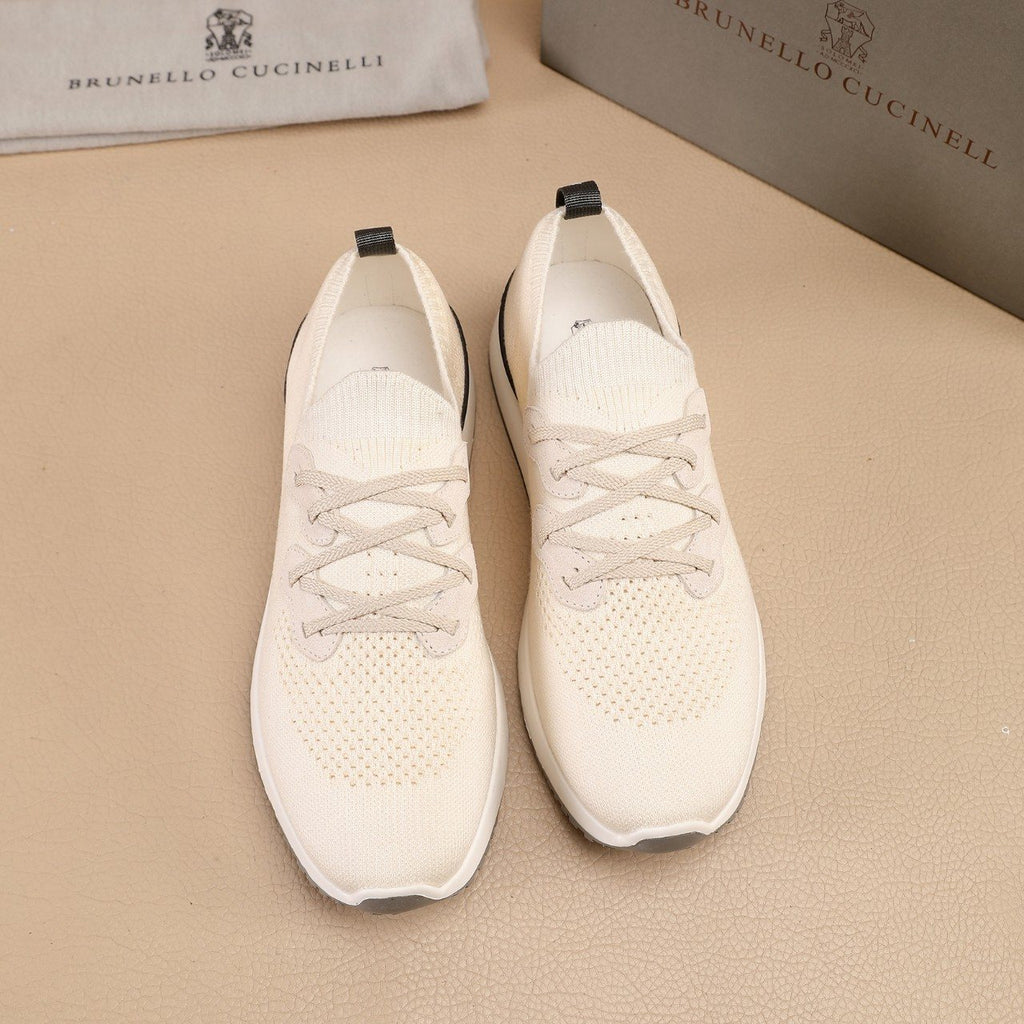 Brunello Cucinelli Knit Lace-Up Sneakers — front