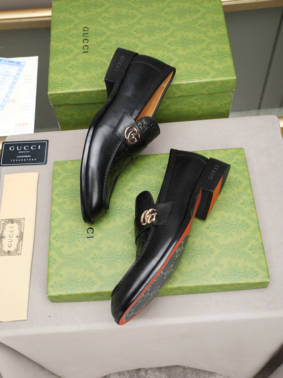 Gucci Black Logo Hardware Loafers — side