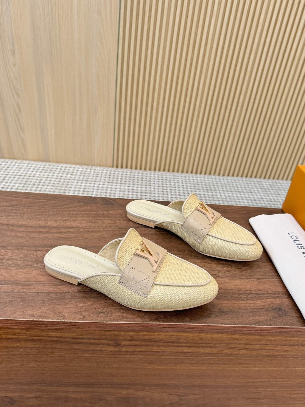 Louis Vuitton Woven Mule Sandals — front