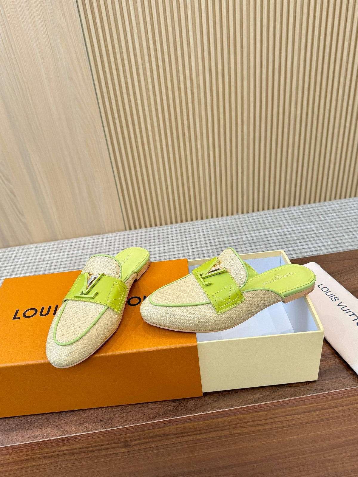 Louis Vuitton Woven Mule Sandals — front