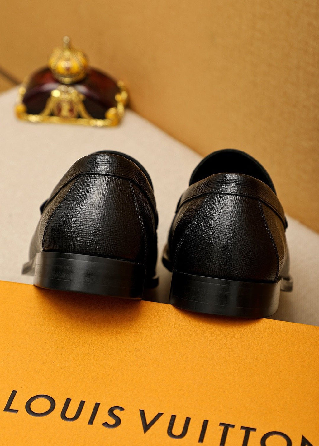 Louis Vuitton Black Leather Hardware Loafers — back