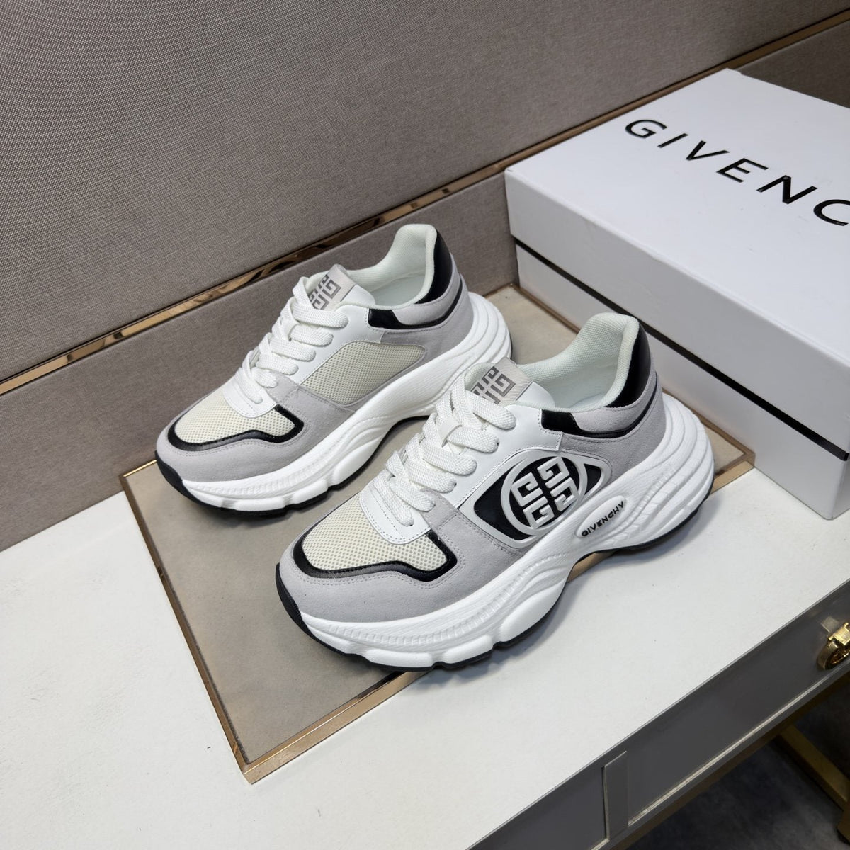 Givenchy Black and White Low-Top Sneakers — side