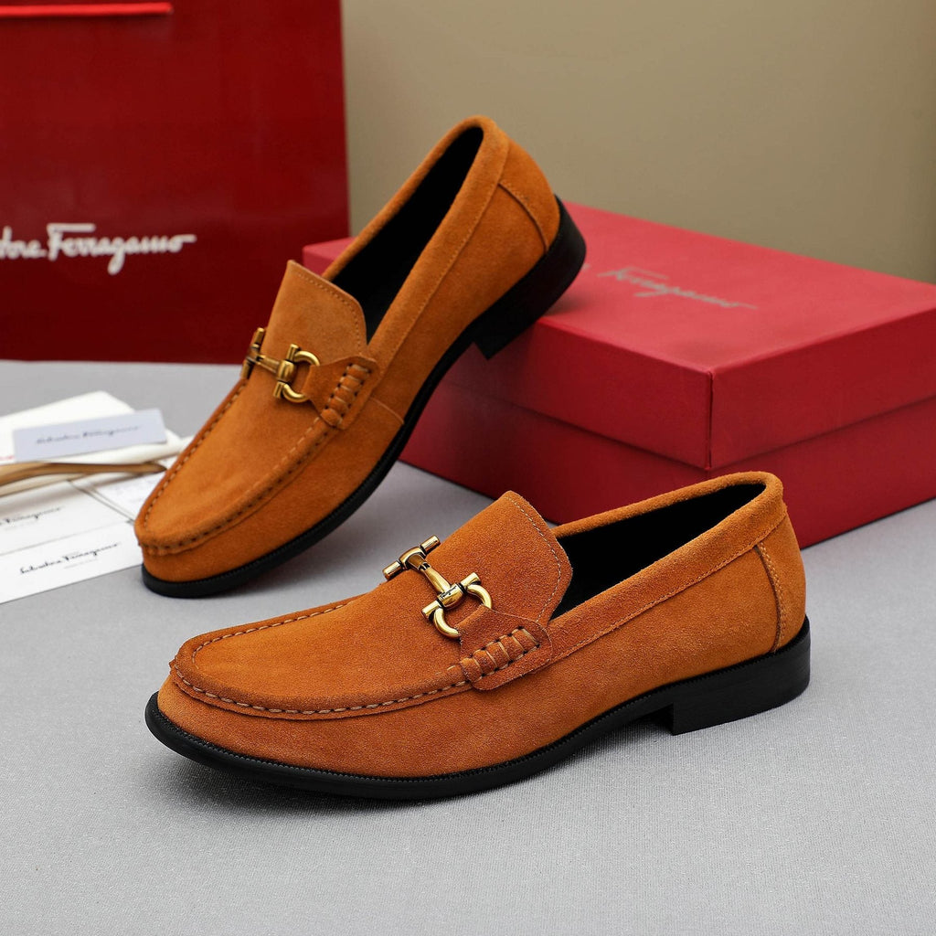 Ferragamo Suede Bit Loafers — front