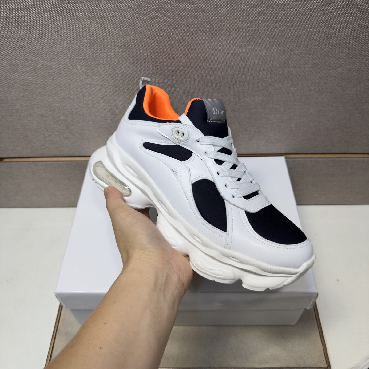 Dior Navy Blue, Black and Green Low-Top Sneakers — model