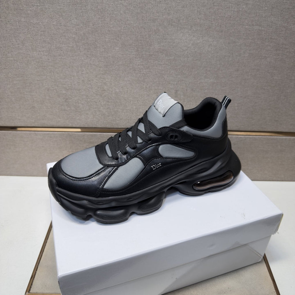 Dior Navy Blue, Black and Green Low-Top Sneakers — front