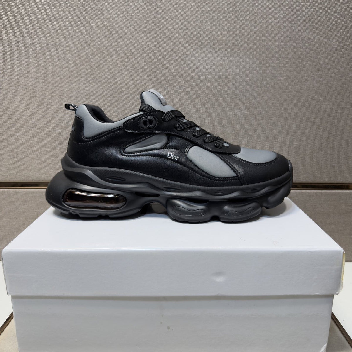 Dior Navy Blue, Black and Green Low-Top Sneakers — side