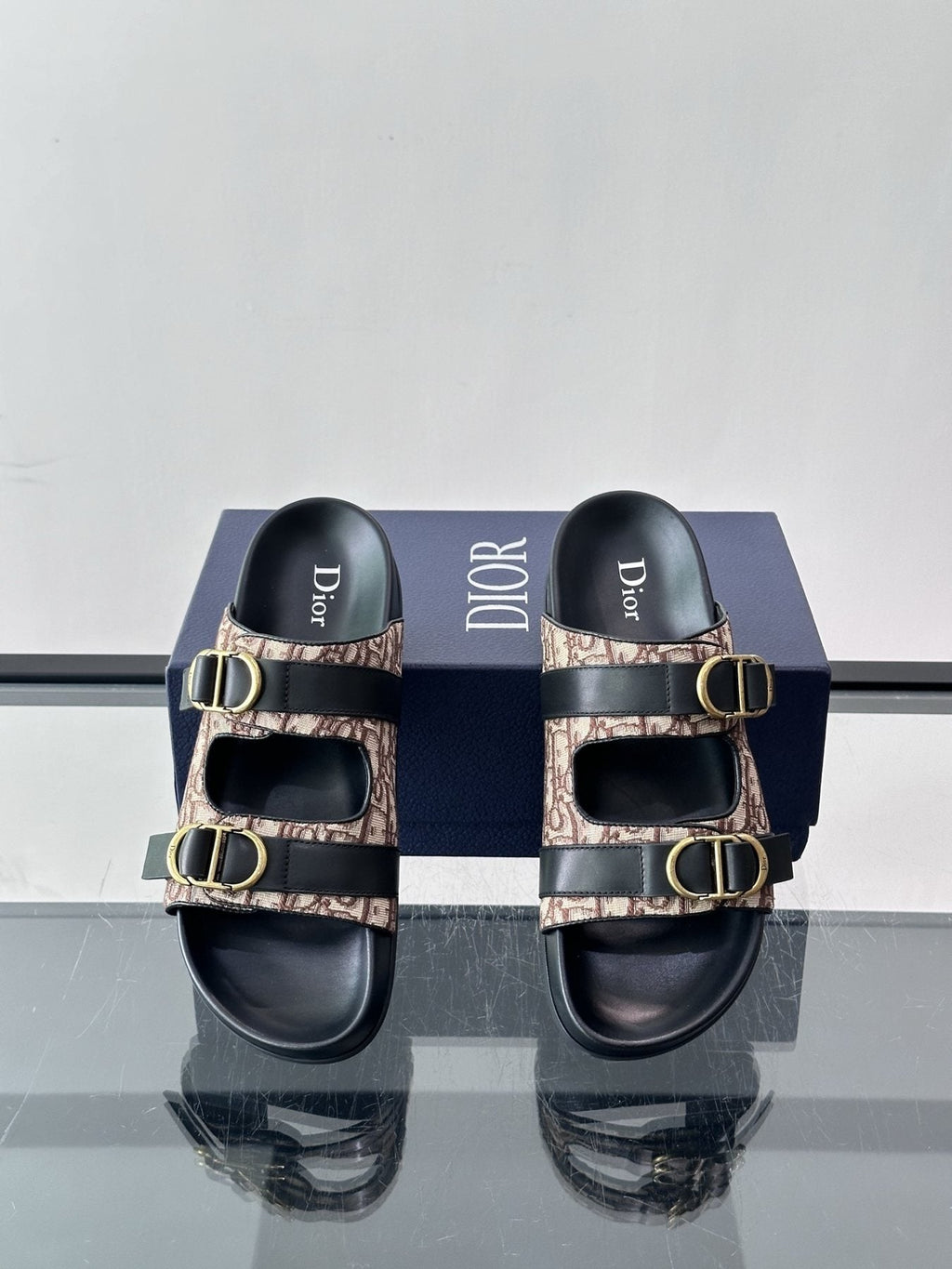 Dior Aqua Two-Strap Slide Sandals — front