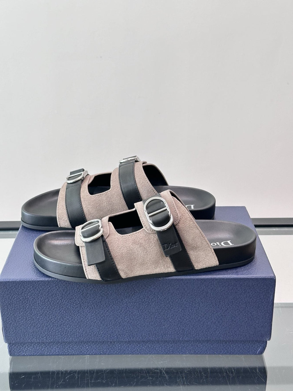 Dior Aqua Two-Strap Slide Sandals — side