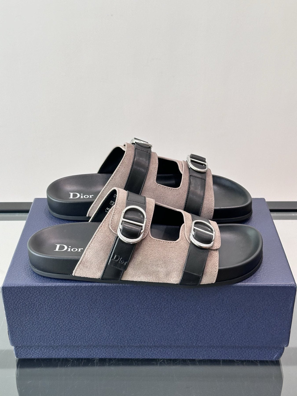 Dior Aqua Two-Strap Slide Sandals — front