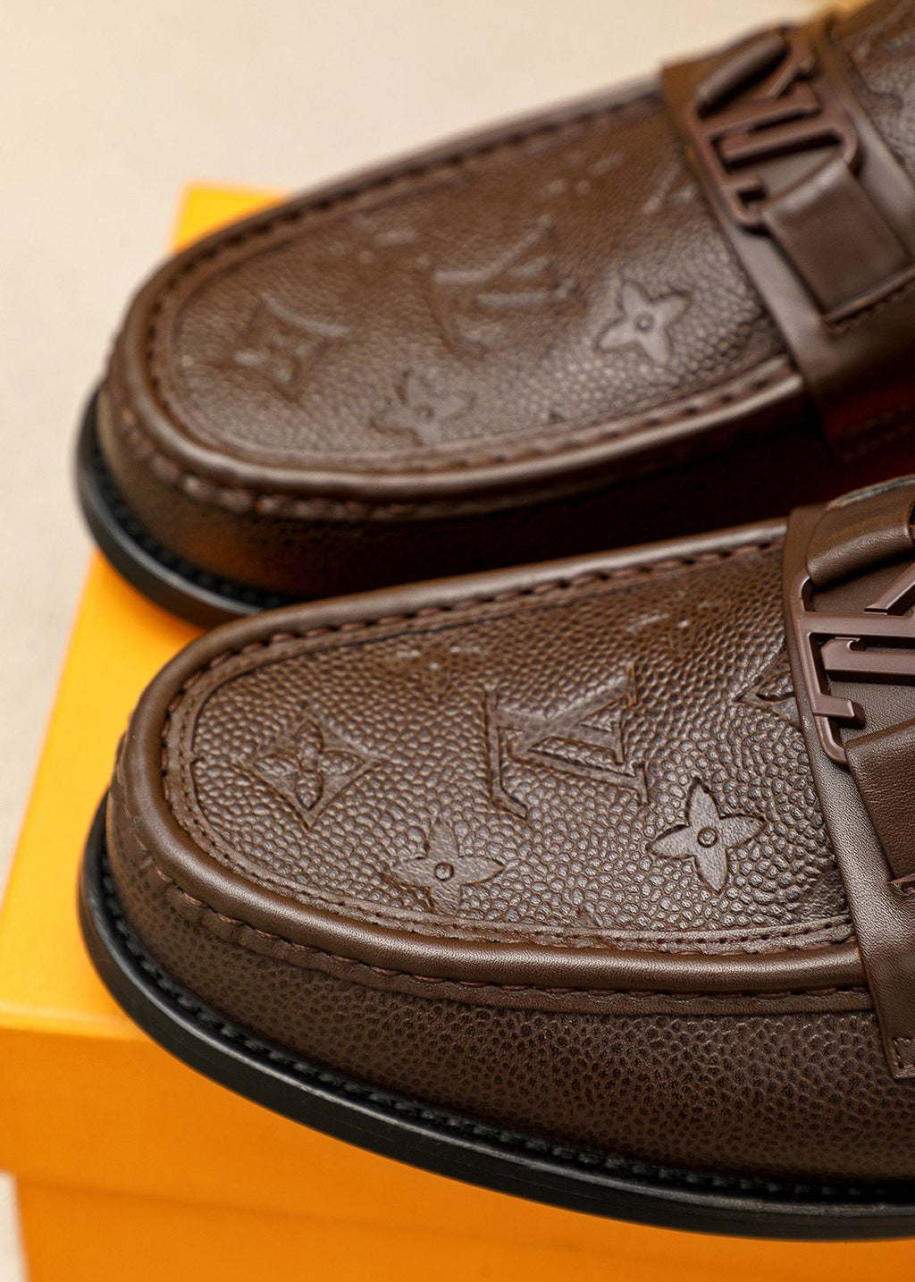 Louis Vuitton Textured Hardware Loafers — detail