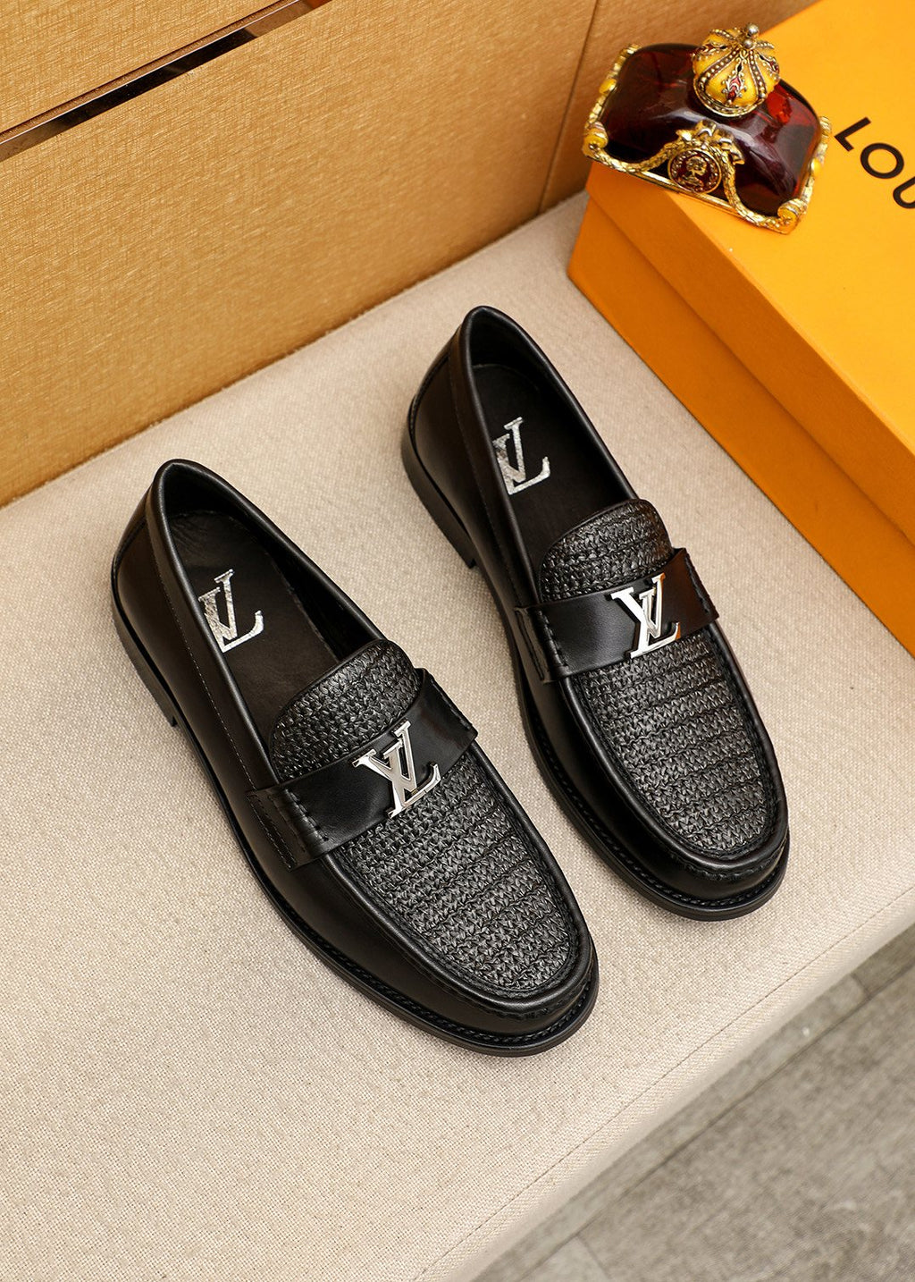 Louis Vuitton Textured Hardware Loafers — front