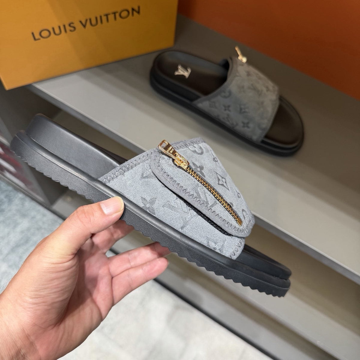 Louis Vuitton Monogram Zip Slide Sandals — side