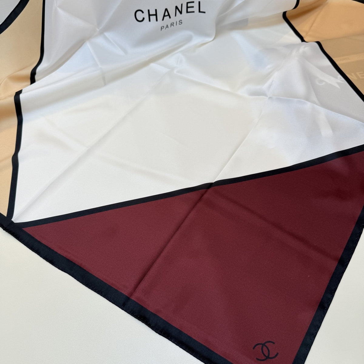 Chanel Blue Color-Block Square Scarf — front