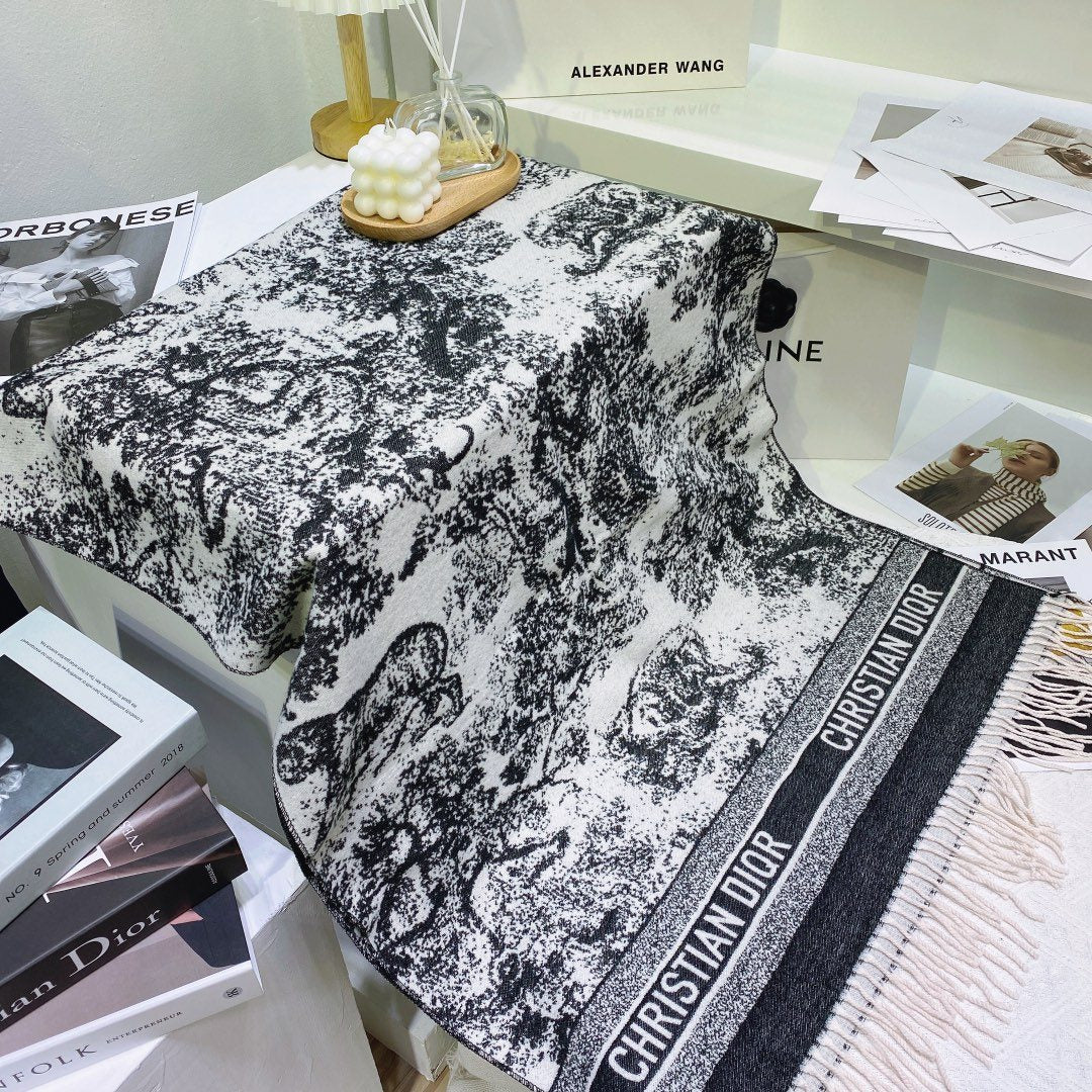 Dior Toile Print Fringed Scarf — hero