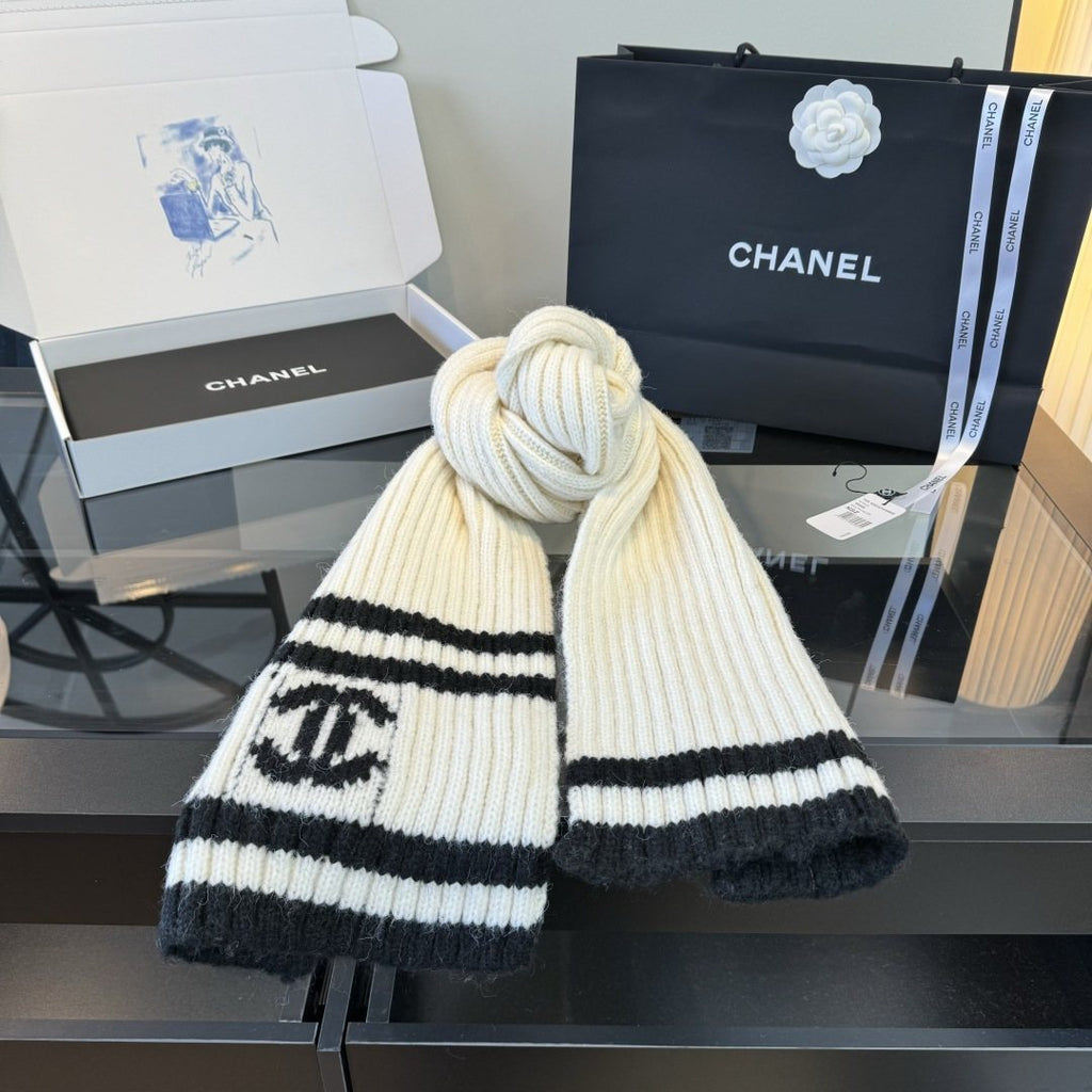 Chanel Rib-Knit Striped Scarf — hero
