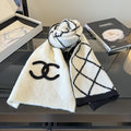 Chanel Black & White Diamond Knit Scarf — hero
