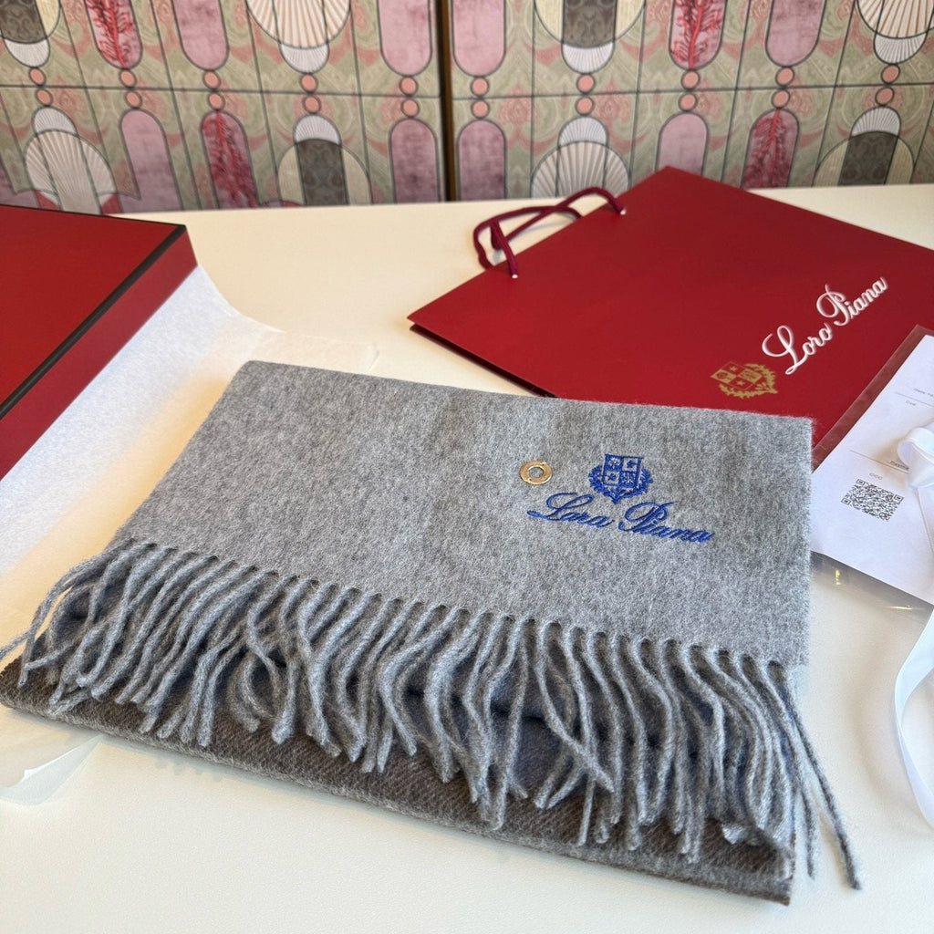 Loro Piana Reversible Fringed Cashmere Scarf — front
