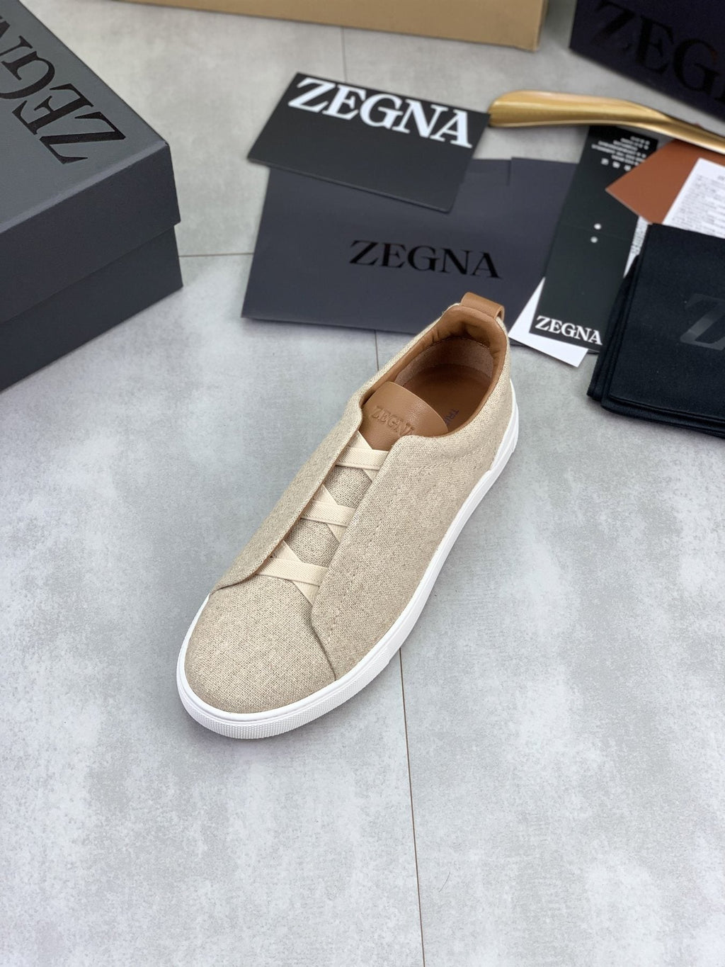 Zegna Triple Stitch Slip-On Sneakers — front