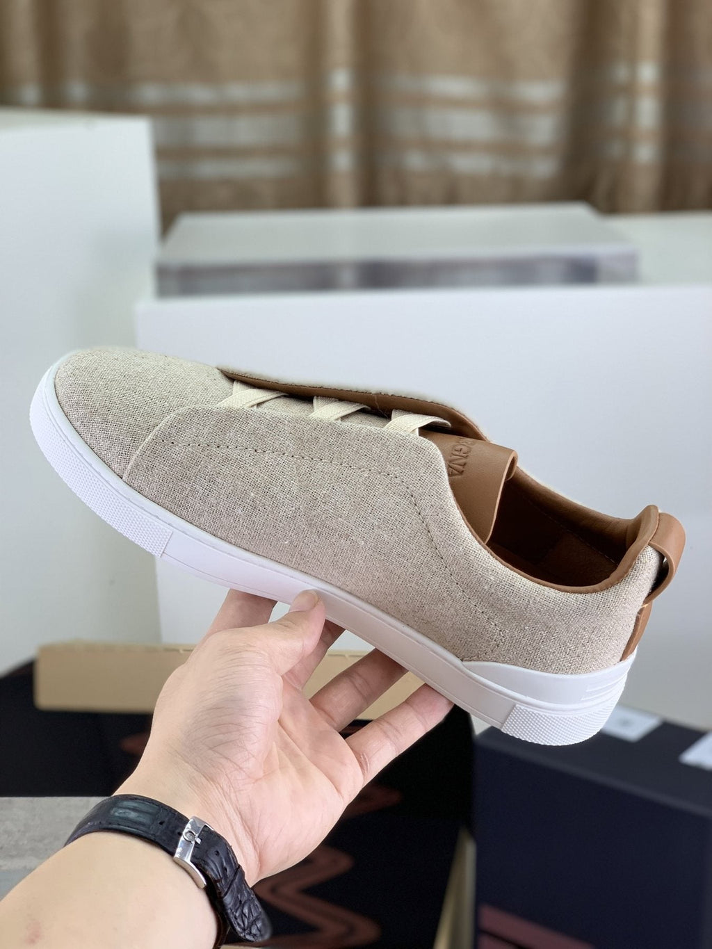 Zegna Triple Stitch Slip-On Sneakers — side